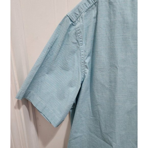 CHAPS Blue Plaid Stretch Poplin Short Sleeve Button Down Shirt Size Medium - Picture 5 of 11